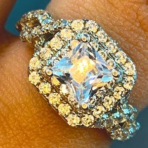 Size 7, 925 Stamped Silver Ring, gem stones unknown